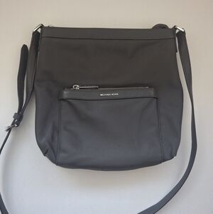 MICHAEL KORS "Morgan" Grey Nylon Messenger Crossbody Bag